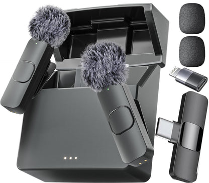 Mini Mic Pro (Latest Model - Wireless Microphone for iPhone, iPad, Android, Lavalier Microphone for Video Recording - iPhone Mic Crystal Clear Recording with USB-C (with Charging Case)