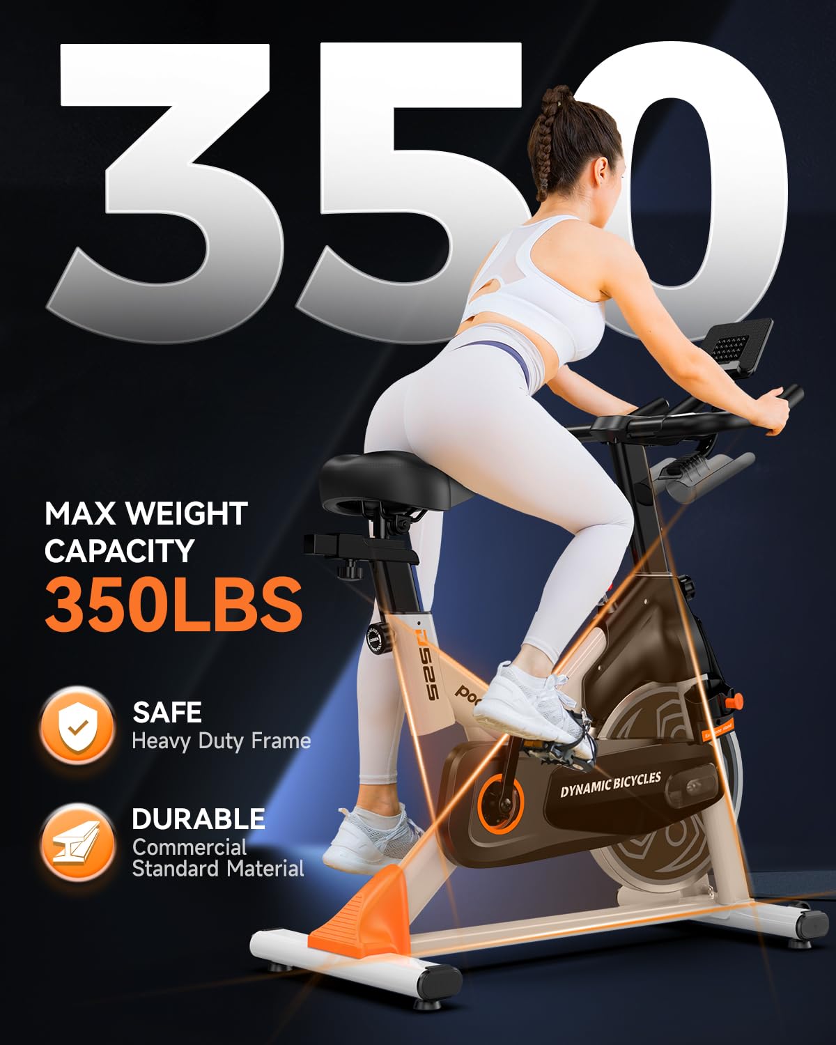 pooboo Exercise Bike, Adjustable Magnetic Resistance Silent Belt Drive, Indoor Cycling Bike for Home Cardio Gym, Fitness Stationary Bike Machine with 350lbs Weight Capacity, Monitor & Tablet Holder