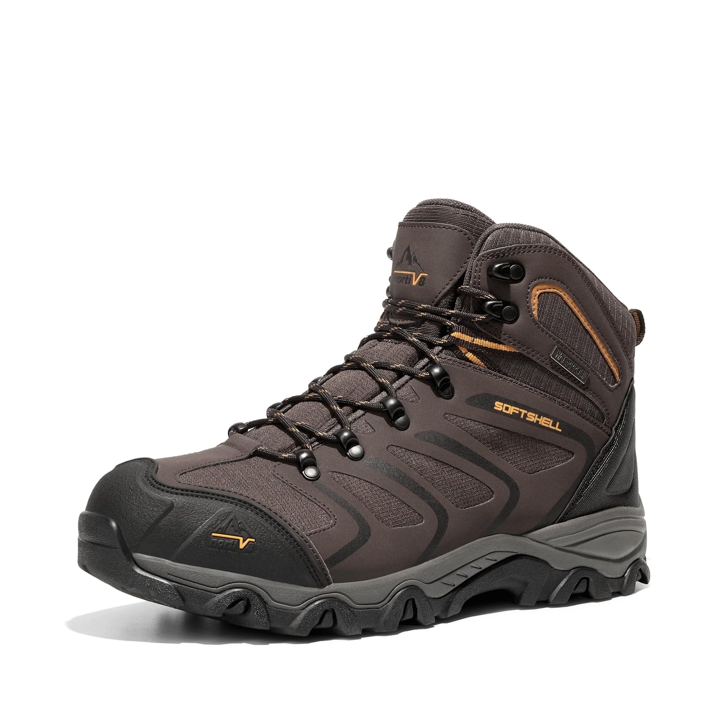 NORTIV 8 Men's Ankle High Waterproof Hiking Boots Outdoor Lightweight Shoes Trekking Trails Armadillo,Size 12,Brown/Black/Tan,160448_M
