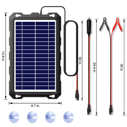 POWOXI Upgraded 7.5W-Solar-Battery-Trickle-Charger-Maintainer-12V Portable Waterproof Solar Panel Trickle Charging Kit for Car, Automotive, Motorcycle, Boat, Marine, RV,Trailer, Snowmobile, etc.