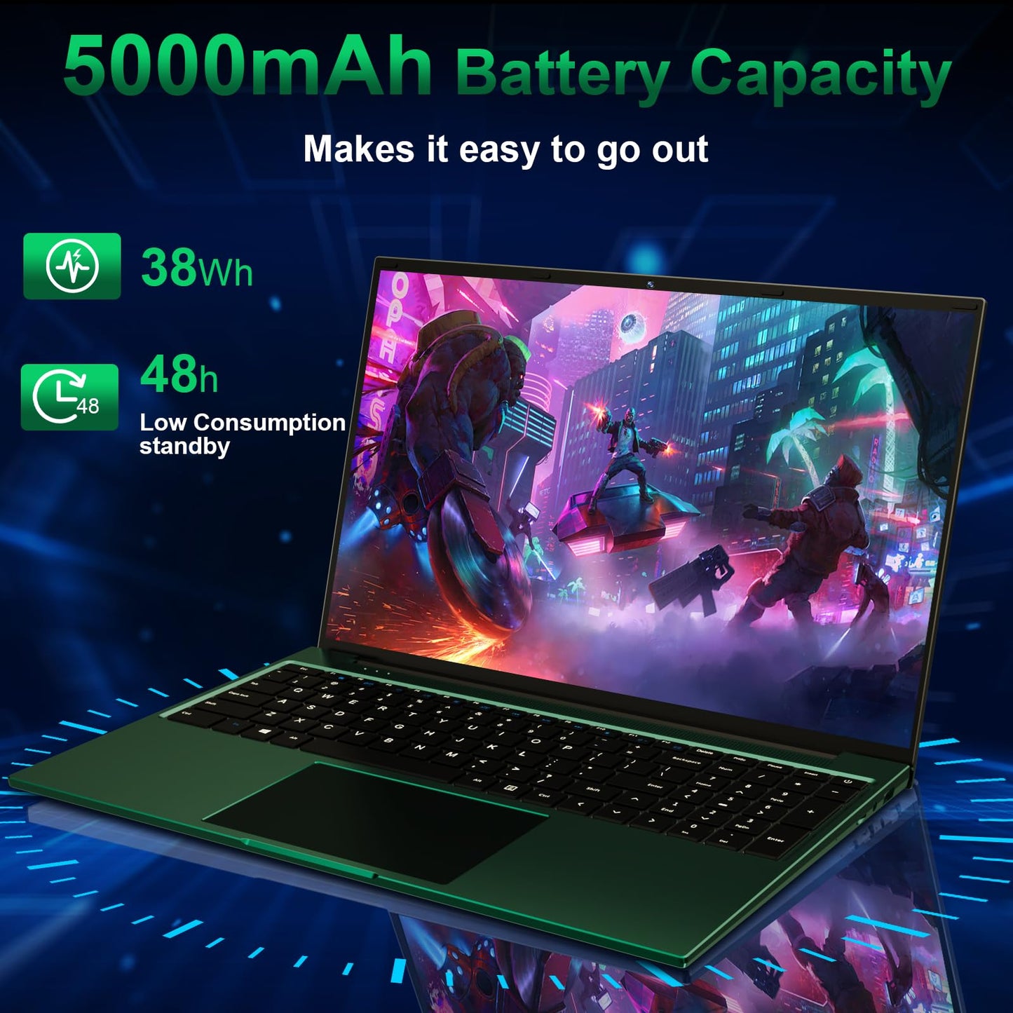 BTDD 16 inch Laptop, 12GB RAM 256GB Storage Laptop Computer, 5305U Processor, 1920x1200 IPS FHD Display, WiFi, Bluetooth, Webcam, Type-C, 38Wh Battery