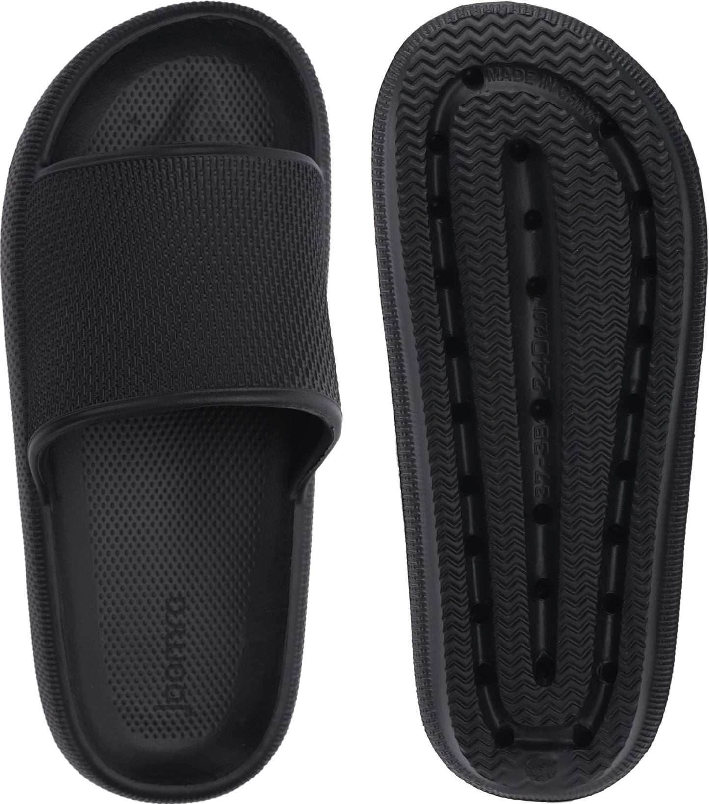 Joomra Shower Slippers for Women Mens Foam Pillow House Shower Bath Bathroom Puffy Home Platform Sandals Cushion Slides for Ladies Female Male Sandles Black 39-40