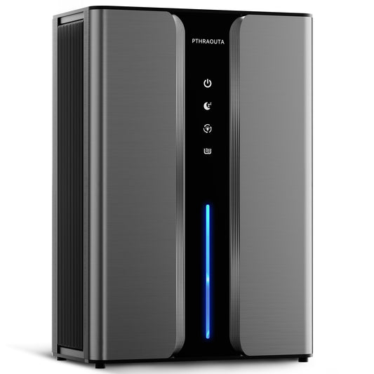 PTHRAOUTA 95oz Home Dehumidifier, (950 sq.ft) Quiet dehumidifier for Bedroom Bathroom with Drain Hose, with Air Reusable Filter Indoor deshumidificador for Basement RV Closet