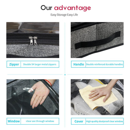 Onlyeasy Sturdy Under Bed Shoe Storage Organizer, Set of 2, Fit 12 to 24 Pairs, Underbed Shoes Closet Storage Solution with Clear Window, Breathable, L29.3"x W23.6"x H5.9", Linen-like Black, MXAUBSB2P