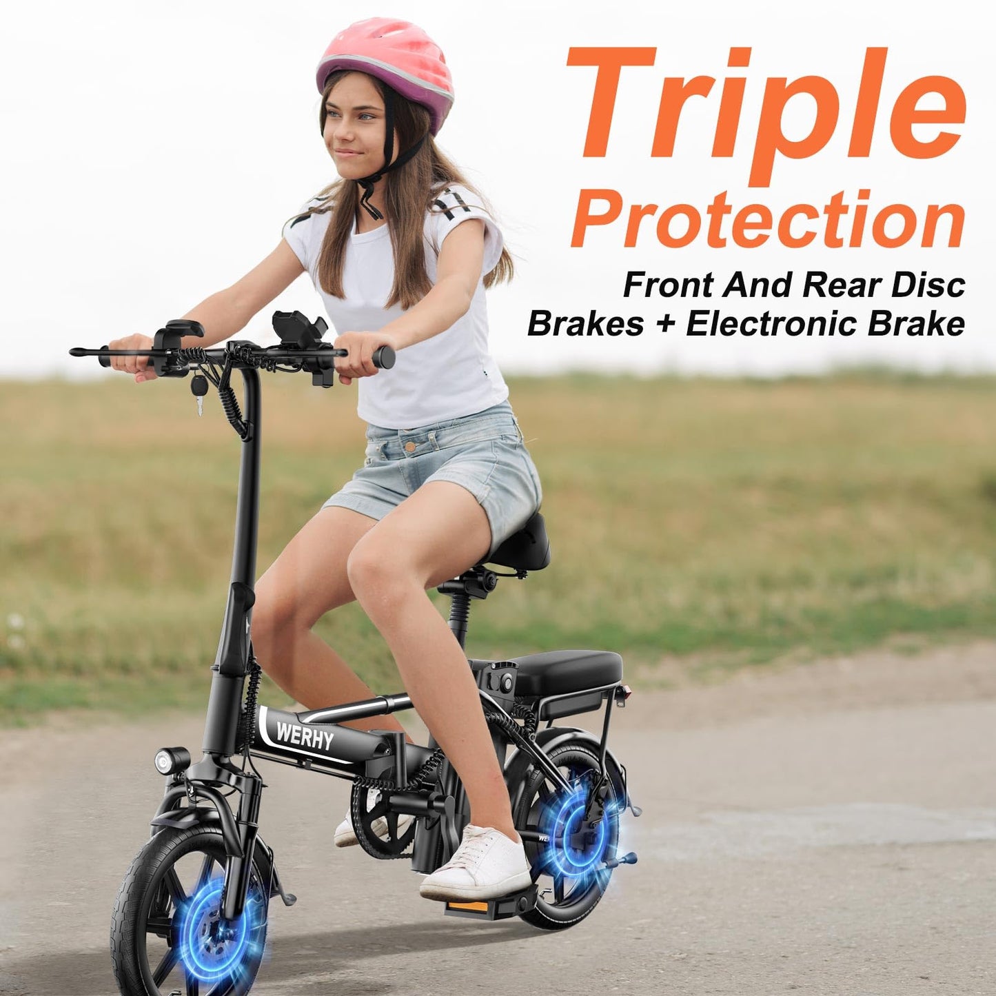 Electric Bike for Adults, 750W Peak Motor, 22 MPH Max Speed Folding Ebike, 499.2/748.8Wh Battery, 14" Electric Bicycles, Max 35/55 Miles Range (Pedal Assist Mode), Mini E Bikes (Y6-499.2WH-22Mph)
