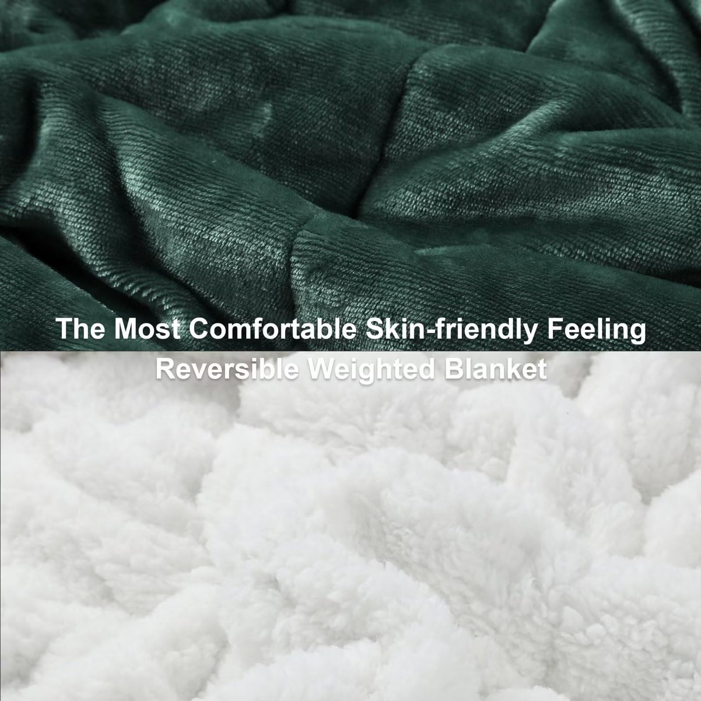 Alomidds Sherpa Fleece Weighted Blanket for Adults(20lbs Twin Size) Heavy Blanket with Fluffy Warm Thick Sherpa & Cozy Soft Flannel Snuggle Great for Sofa Bed Calming, 48x72 inches, Forest Green