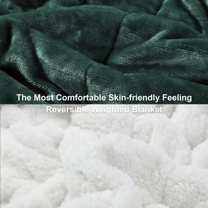 Alomidds Sherpa Fleece Weighted Blanket for Adults(20lbs Twin Size) Heavy Blanket with Fluffy Warm Thick Sherpa & Cozy Soft Flannel Snuggle Great for Sofa Bed Calming, 48x72 inches, Forest Green