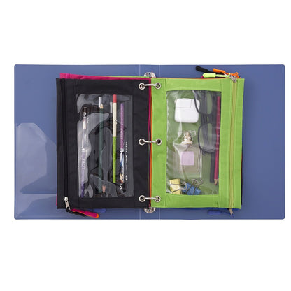 DoDoMagxanadu Binder Pencil Pouches, Pencil Pouch for 3 Ring Binder, Clear Window Zipper Pencil Case Bluk 10 Pack 5 Colors for Office School College Supplies