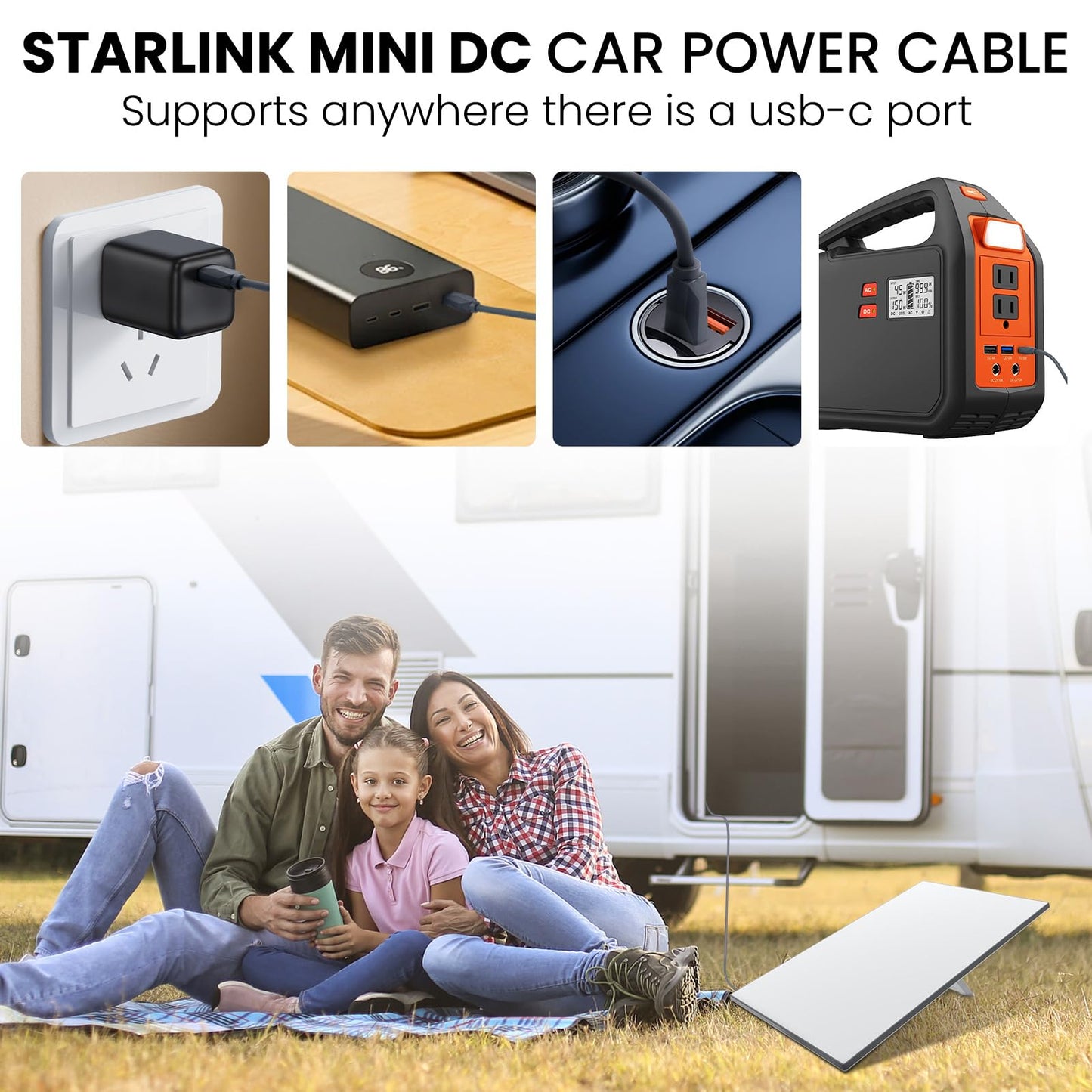 GKP9 Starlink Mini Cable, Starlink Mini USB C to DC Power Cable, Waterproof Design, Plug and Play, Suitable for Outdoor Camping/Exploration. (10FT)