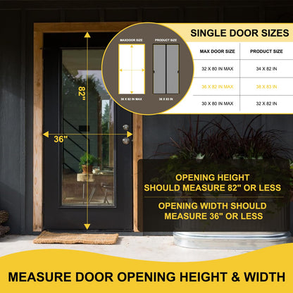 Magnetic Screen Door - Fit for Door Size:36 x 82 Inch, Screen Itself Size:38"x83", Hands Free Mesh Partition,Heavy Duty Curtain Keeps Bugs Out, Frame Hook & Loop, Pet and Kid Friendly