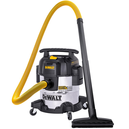 DEWALT 5 Gallon 4 HP STEALTHSONIC Shop Vacuum Wet and Dry DXV05S-QTB Ultra Quiet Stainless Steel Wet/Dry Vacuum Cleaner with Powerful Suction for Garage, Jobsite, and Workshop