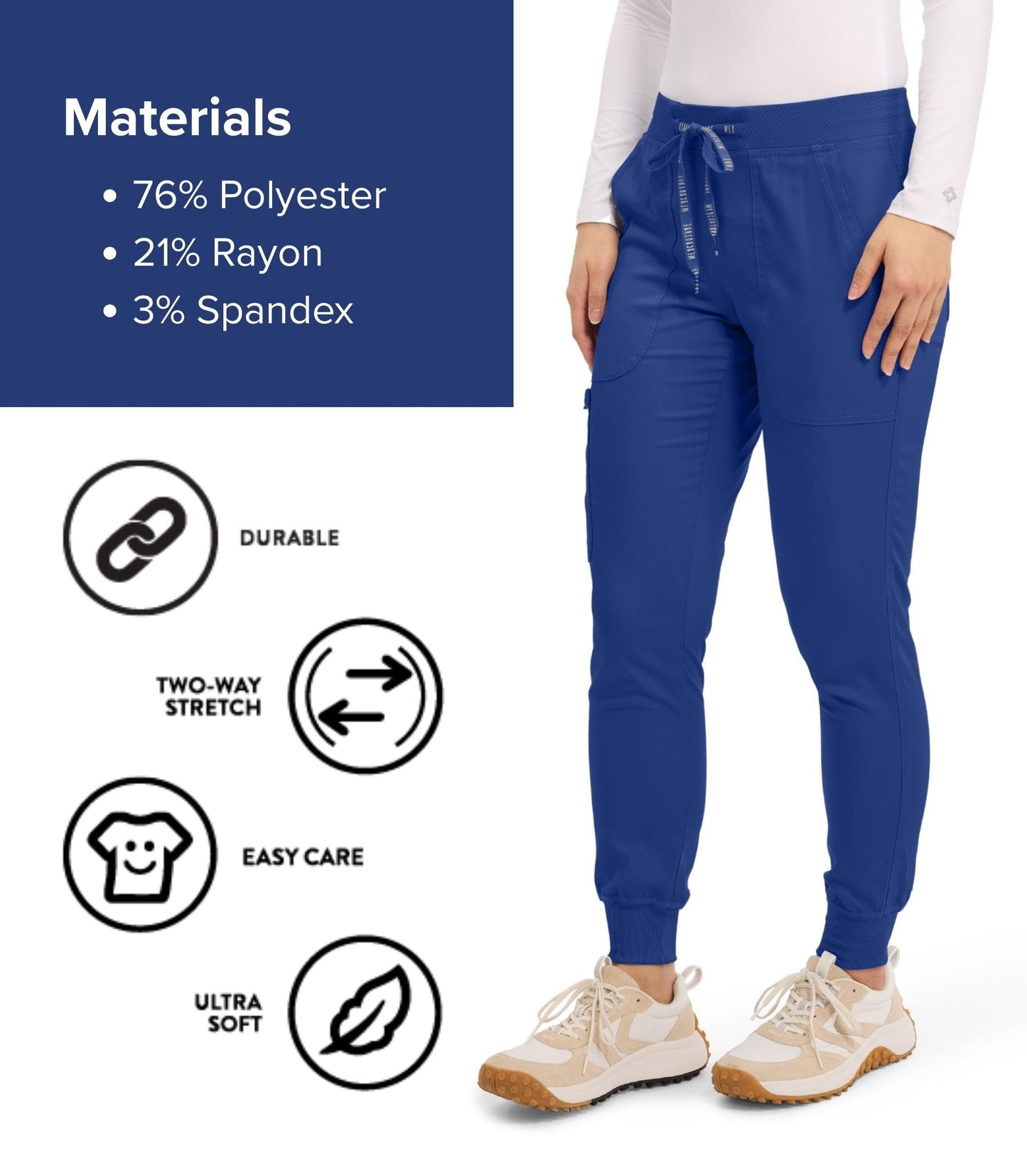 Med Couture Scrub Pants for Women Cargo Jogger Bottoms with 5 Pockets, Lightweight, Ultra Soft, 2-Way Stretch Fabric - MC7710, S, Galaxy