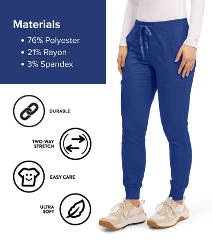 Med Couture Scrub Pants for Women Cargo Jogger Bottoms with 5 Pockets, Lightweight, Ultra Soft, 2-Way Stretch Fabric - MC7710, S, Galaxy