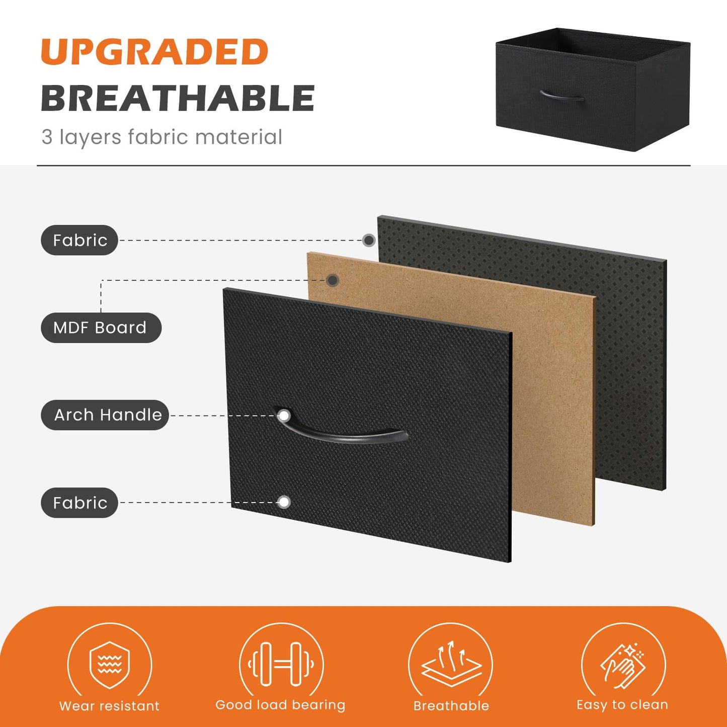 Sweetcrispy Nightstand Small Bedroom Dresser with 4 Fabric Drawers, Bed Side Furniture End Table, Wooden Top Cabinet Night Stand Dresser for Closet, Entryway, Dorm, Black