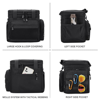 Gafetrey Tactical Lunch Box for Men, Insulated Lunch Bag Adult, Thermal Lunchbox Leakproof Waterproof Cooler Bag, Large Lunch Pail for Work Office Camping Travel (Black)