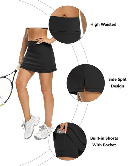 LouKeith Tennis Skirts for Women Golf Athletic Activewear Skorts Mini Summer Workout Running Shorts with Pockets Black M