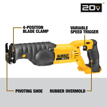 DEWALT 20V MAX Reciprocating Saw, 3,000 Strokes Per Minute, Variable Speed Trigger Cordless Saw, Tool Only (DCS380B)