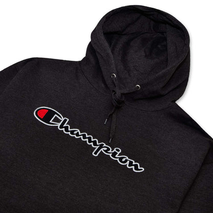 Champion Mens Hoodies Big and Tall - Embroidered Pullover Fleece Sweatshirt Charcoal Heather