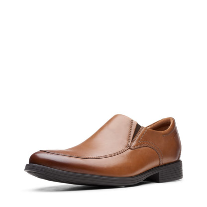 Clarks Men's Whiddon Plain Loafer, Dark Tan Leather, 9