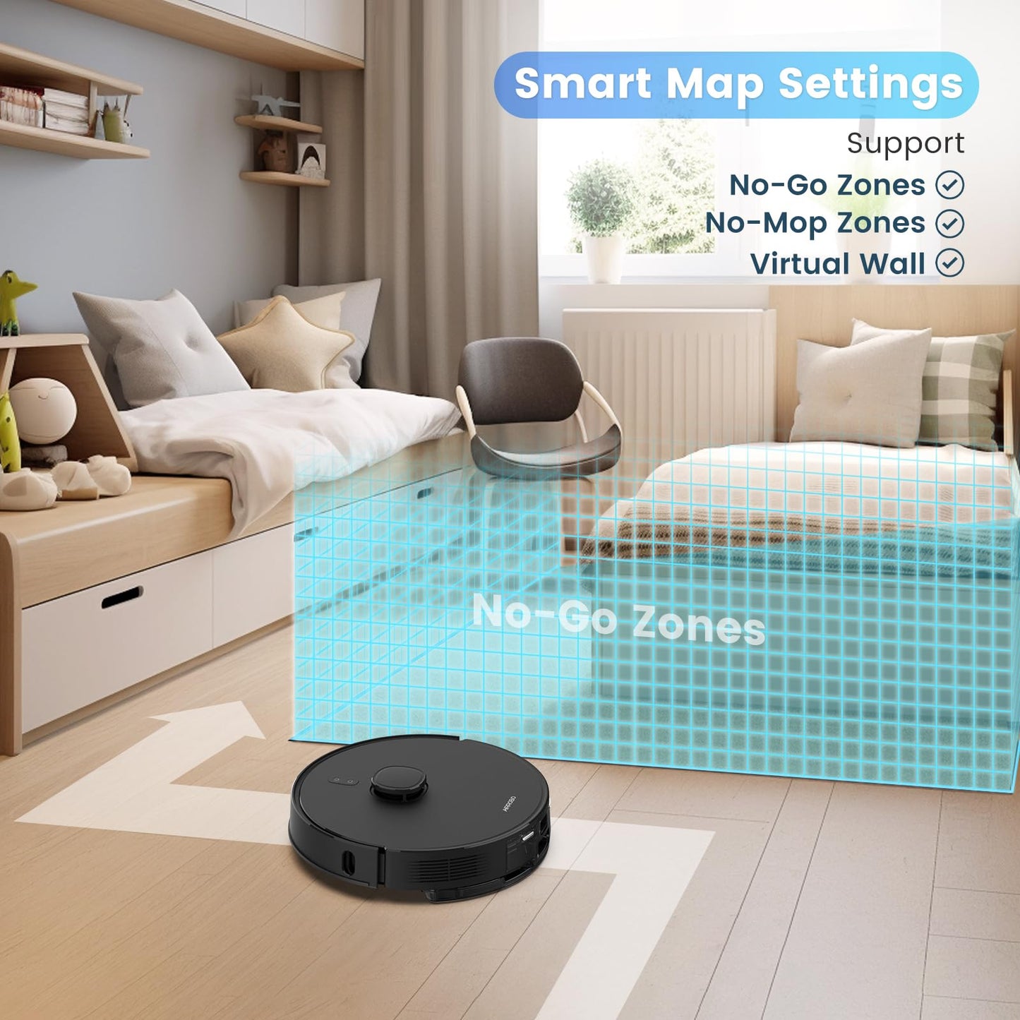 AIRROBO Robot Vacuum and Mop Combo, Self-Emptying, 60-Day Capacity, Home Mapping, Schedule, Wi-Fi/App/Alexa/Remote, 180mins Runtime, T20+ Robotic Vacuum Cleaner for Pet, Hard Floors, Carpet