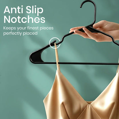 Utopia Home Plastic Hangers 100 Pack - Perfect Space Saving Clothes Hanger - Durable and Strong - Perfect Closet Organizers with Shoulder Grooves (Black)