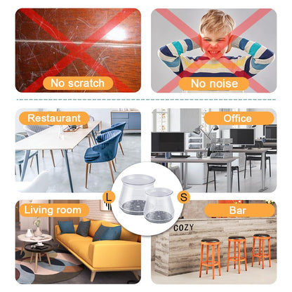 32 Pcs Chair Leg Floor Protectors - Silicone Felt Pads, Scratch-Proof & Noise-Free, Easy Smooth Moving, Large Size (Fits Round Chair Legs: 1-5/16" to 2" Diameter)