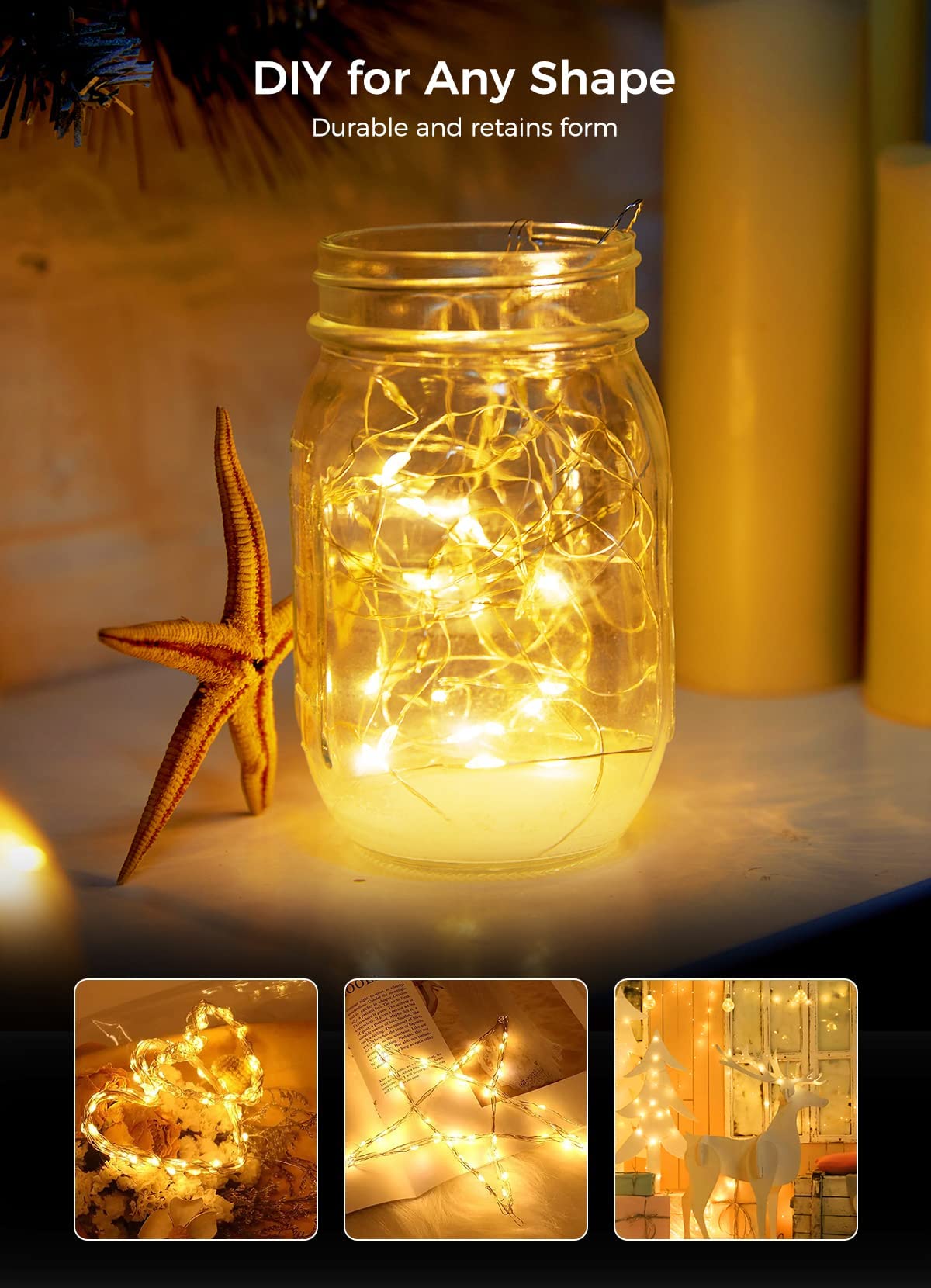 Brightown 12 Pack Led Fairy Lights Battery Operated String Lights Waterproof Silver Wire 7 Feet 20 Led Firefly Starry Moon Lights for DIY Wedding Party Bedroom