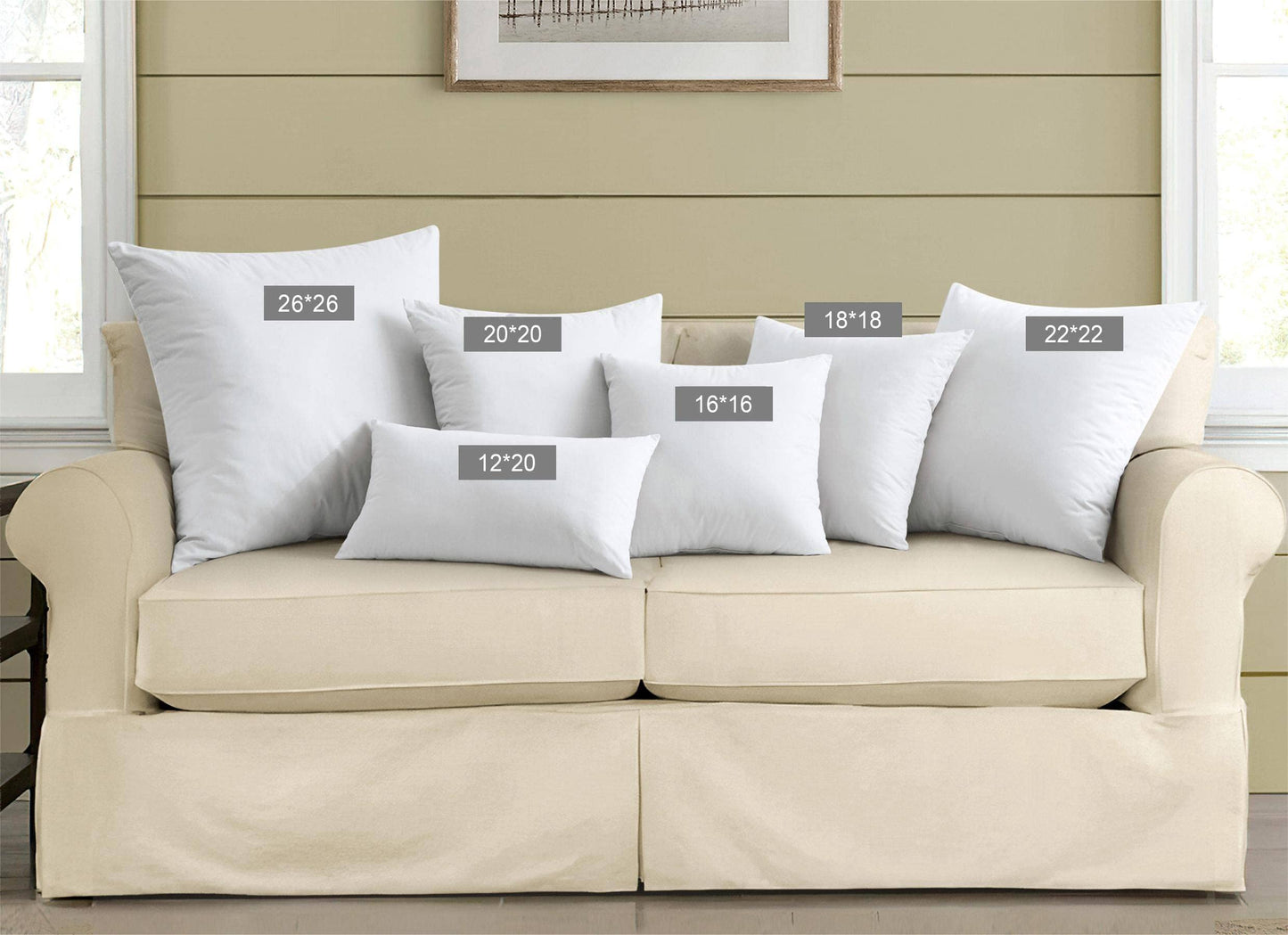 Euro Pillow Inserts 26 x 26 (Pack of 2, White), Down Feather Pillow Stuffer, Premium White Pillows for Bed, Couch, and Cushion