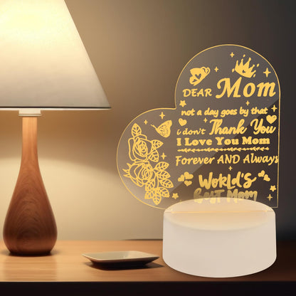 AZKAQA Gifts for Mom from Daughter Son - Mom Birthday Gifts Acrylic 3D Text Night Light, Mom Gifts for Christmas, Mother's Day, Birthday, Thanksgiving