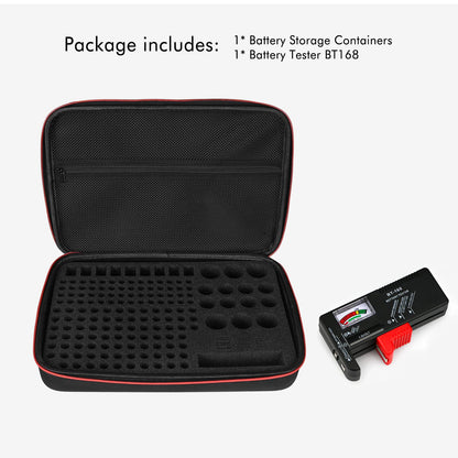 keabys Battery Organizer Holder Storage Case with Tester,Waterproof Carrying Case Bag,Battery Vault Box for Garage Organization Holds 199+ Batteries AA AAA C D 9V (Batteries are Not Included)