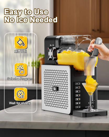 Fiii Slushie Machine 92 oz, Slushy Machine for Home, 6 Preset Programs, Quiet Operation, LED Display, Auto-Clean, No Ice Needed, Perfect for Milkshakes, Margarita Smoothie, Frappes and More