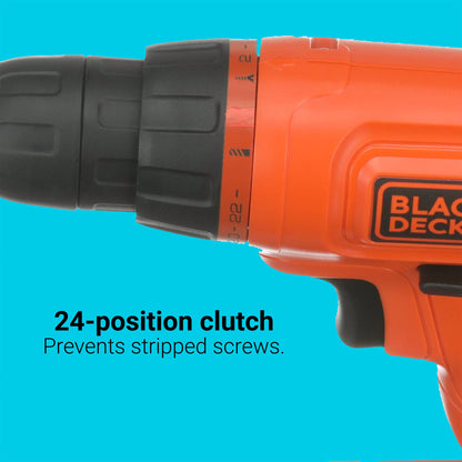 BLACK+DECKER 20V MAX* POWERCONNECT Cordless Drill Kit + 100 pc. Kit (BDC120VA100), Orange