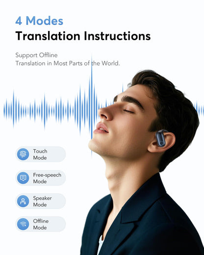 KOSERNT AI Translation Earbuds, Bluetooth 5.4 OWS Headphones with LCD Touch Screen, Real-Time Translator for 144 Languages & Accents, Perfect for Travel, Business & Learning, Royal Blue