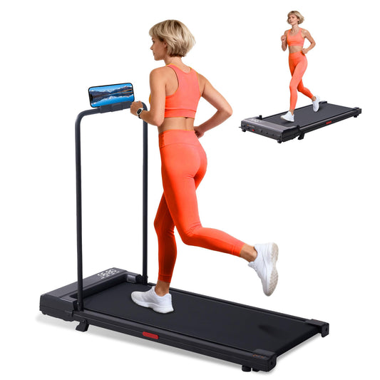 SUOUER Walking Pad Treadmill with Handle Bar, 2026 Upgrade Portable Under Desk Treadmill for Home Small with Handles, 3.0HP Walking Pad for Home, 0.6-7.6MPH, 350LBS