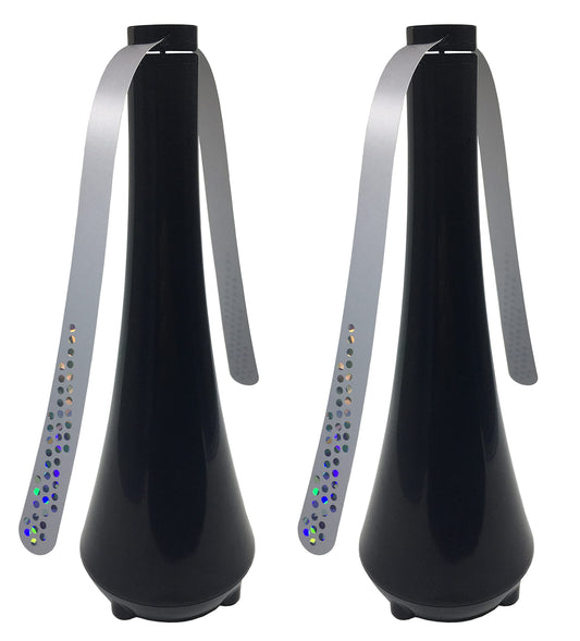 PATIOSIR Fly Swatter for Outside/Inside Meal, Picnic, Barbeque, Events - Battery Operated Food Spinning Fan (Black Color, 2pcs)