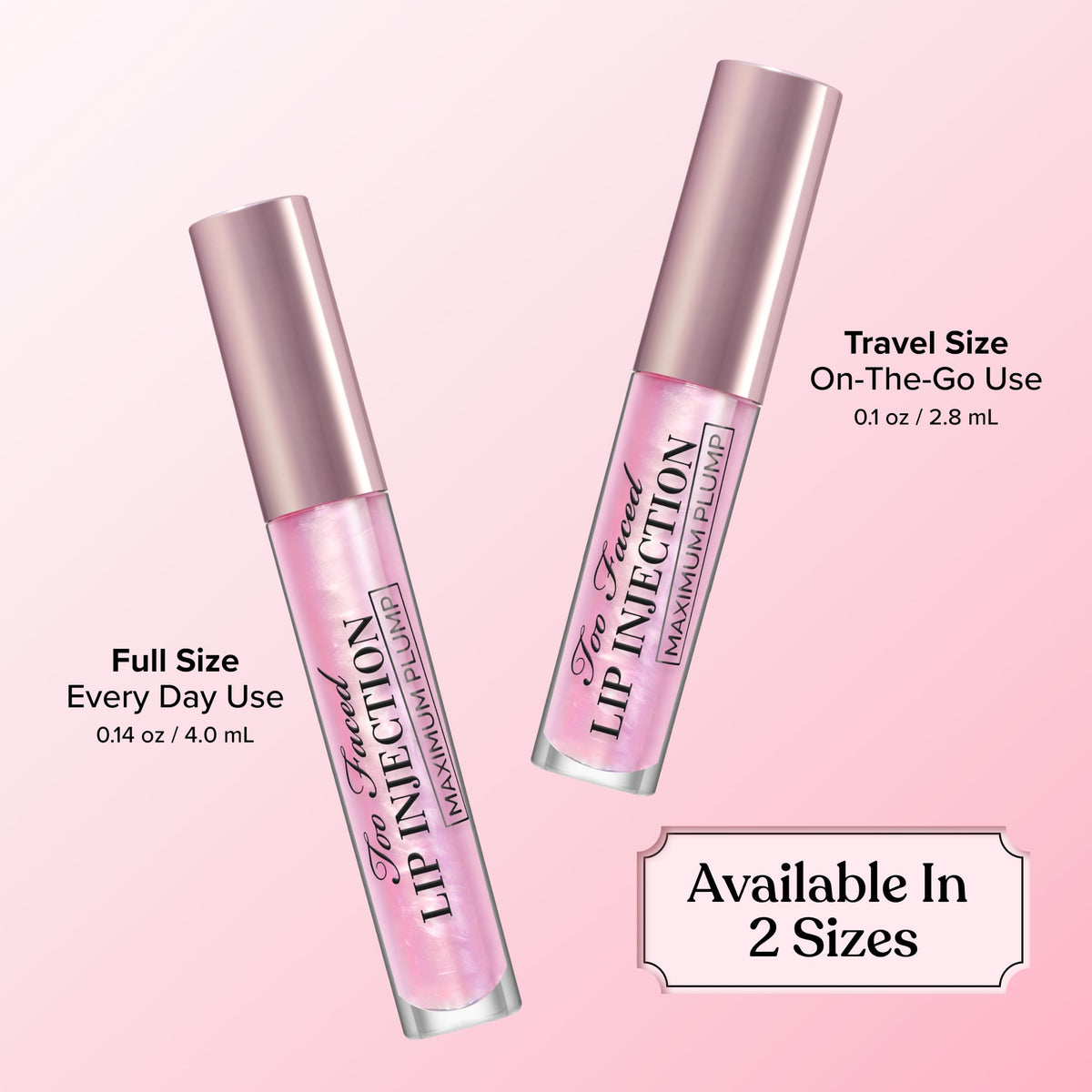 Too Faced Lip Injection Maximum Plump Extra Strength Lip Plumper Gloss | Hydrating + Plumping, Travel Size, 0.1 Fl Oz, Original
