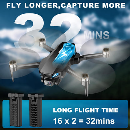 Drone with Camera for Adults, 2K HD GPS Drones with Auto Return, Follow Me, Circle Fly, Waypoint Fly, Stable Hover, Brushless Motor, Foldable 5G Transmission FPV Quadcopter