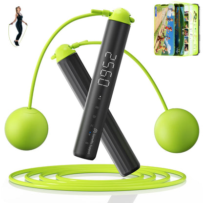 Layshawn Smart Jump Rope with 9-Axis Gyroscope,Wireless Jumping Rope,Supports Somatosensory Games Real-time Data Tracking via App,Fitness Jump Rope for Kids and Adults Ideal for Home or Gym (Green)