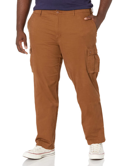 Amazon Essentials Men's Straight-Fit Stretch Cargo Pant (Available in Big & Tall), Light Brown, 28W x 29L