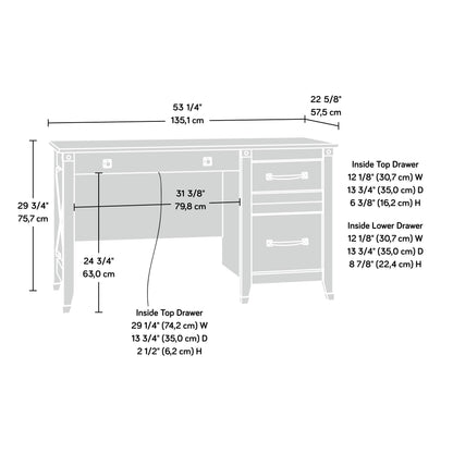 Sauder Carson Forge Vintage Rustic Computer Desk for Home Office with Drawers, in Washington Cherry