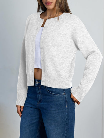 Trendy Queen Cropped Cardigan Sweaters for Women Lightweight Crop Knit Y2k Fall Outfits Fashion Clothes 2025 Grey S