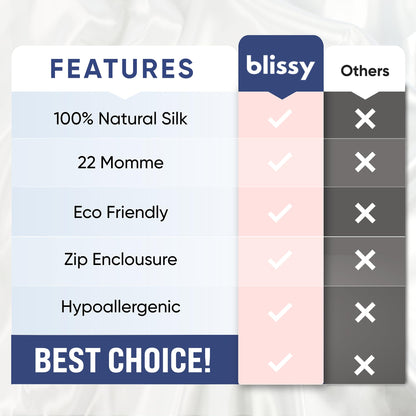 Blissy Silk Pillowcase - 100% Pure Mulberry Silk - 22 Momme 6A High-Grade Fibers - Silk Pillow Cover for Hair & Skin - Regular, Queen & King with Hidden Zipper (King, Rose Gold)