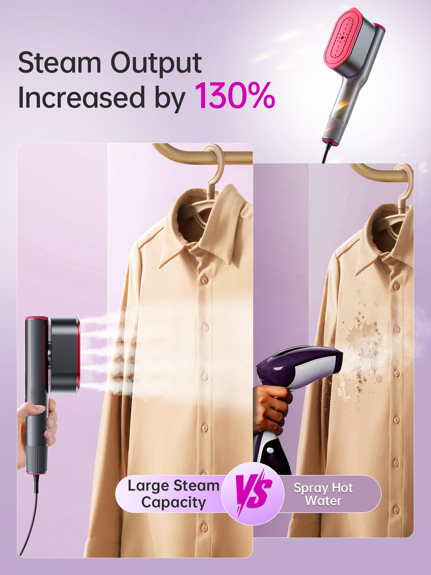 DRFLASH 2-in-1 Steamer & Iron for Clothes,15s Fast Heat-up 1200W Portable Handheld Garment Steamer,Travel Size with Large Ceramic Heat Panel,Quick Wrinkle Removal,110V-120V