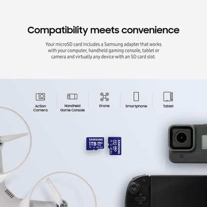 SAMSUNG PRO Plus microSD Memory Card + Reader, 128GB MicroSDXC, Up to 180 MB/s, Full HD & 4K UHD, UHS-I, C10, U3, V30, A2 for Android Phones, Tablets, GoPRO, DJI Drone, MB-MD128SB/AM, 2023
