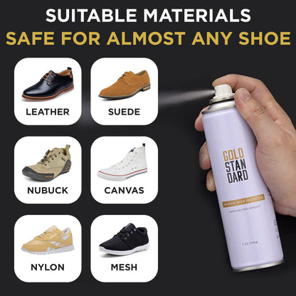 Gold Standard Premium Water-Repellent Shoe Protector Spray – 5 Oz. Suede Shoe Protector Spray Waterproof Formula Repels Water and Stains - Leather, Nubuck, Suede, Canvas, White Sneaker Protector Spray