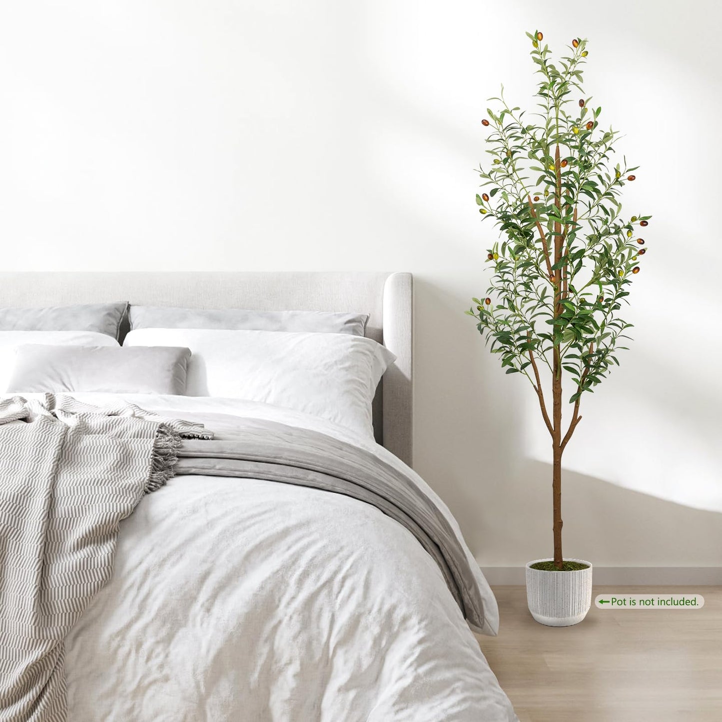 LuceAlberi 6FT Artificial Olive Tree - Indoor Tall Faux Olive Trees with Planter&Basket, Large Fake Olive Silk Tree Realistic Olive Plants with Branches and Fruits for Home Decor Office Living Room