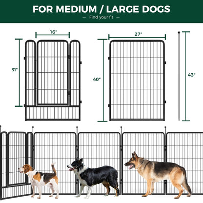 FXW Rollick Dog Playpen for Yard, RV Camping│Patented, 40 inch 16 Panels