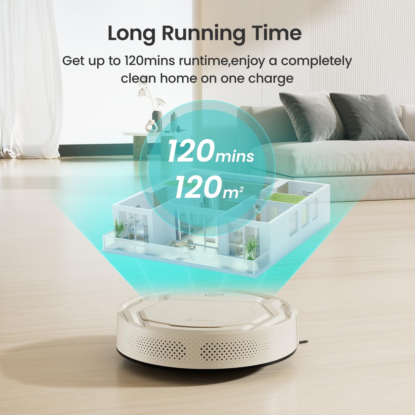 Lefant M210 Pro Robot Vacuum, Strong 2200Pa Suction, 120 Min Runtime, Super Slim Thin, Low Noise, Self-Charging, Wi-Fi/App/Alexa Control, Ideal for Pet Hair & Hard Floors