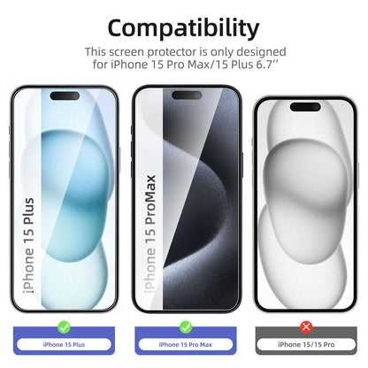 NEW'C 3 Pack Designed for iPhone 16 Plus, iPhone 15 Pro Max, iPhone 15 Plus (6.7 inches) Screen Protector Tempered Glass,Case Friendly Ultra Resistant