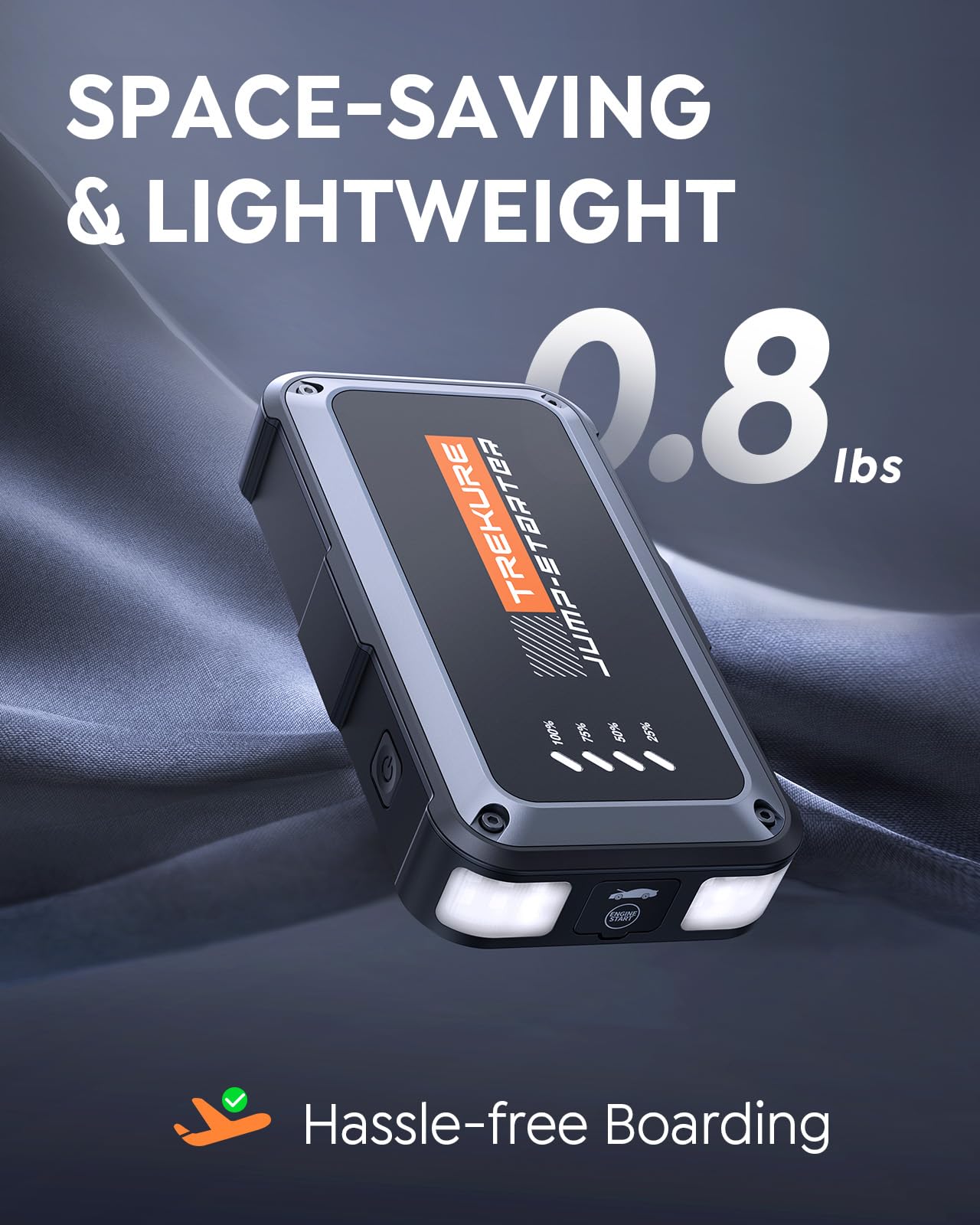 TREKURE Portable Car Battery Jump Starter 3500A 16800mAh Jump Box, Car Battery Jumper Starter Portable Jumper Cables for car(8.0L Gas/6.5L Diesel), Fast Charge, Lights, Compact